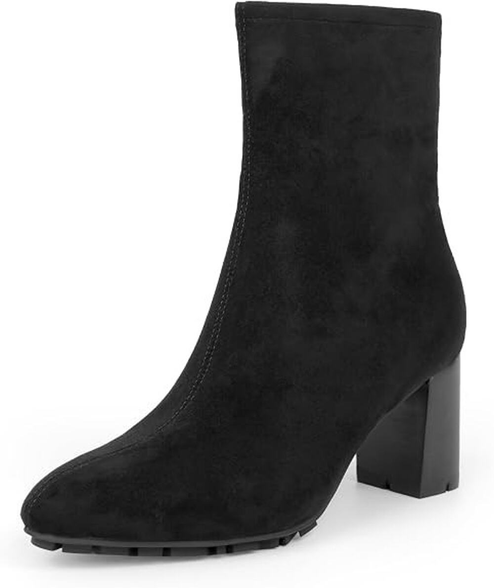 NWB Aerosoles Women's 8 Wide Baylor Block Heel Black Suede Ankle Bootie